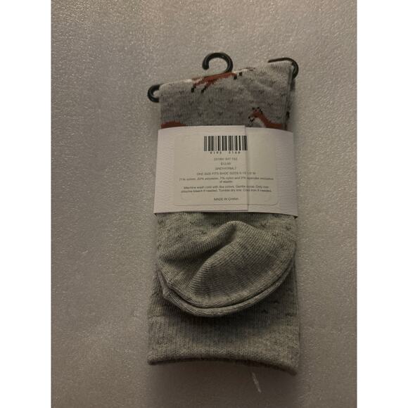 J. Jill Animal Print Gray Crew Socks 5-10 1/2 New Cozycore Preppy Quiet Luxury - Picture 2 of 3